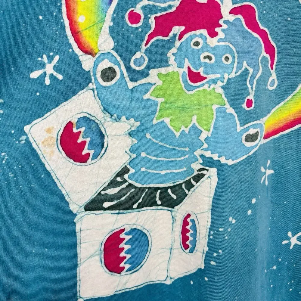 Grateful Dead April Fools Atlanta 1994 T Shirt Batik Rainbow Bear Joker Vtg 90s - Picture 3 of 12
